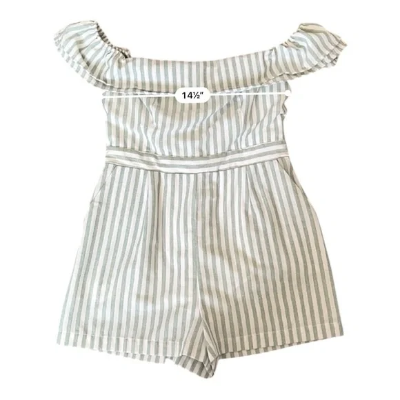 Lulu's White and Green Off-Shoulder Jumpsuit - Picture 10 of 14